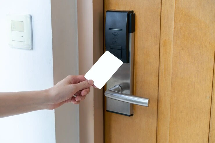 dørtilgangskontroll - nøkkelkortlås låser opp døren digital dørlås